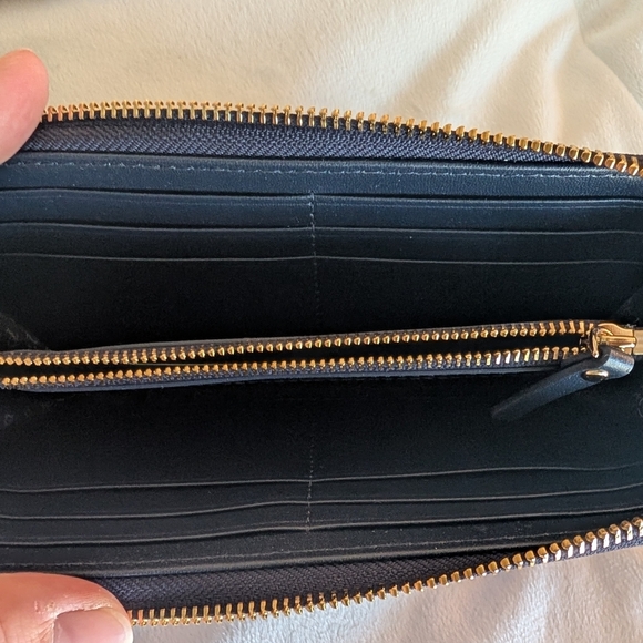 Kate Spade Blue Pink Sparkle Striped Large Zip Wallet Storybook Lining! *NWT* - Picture 7 of 8